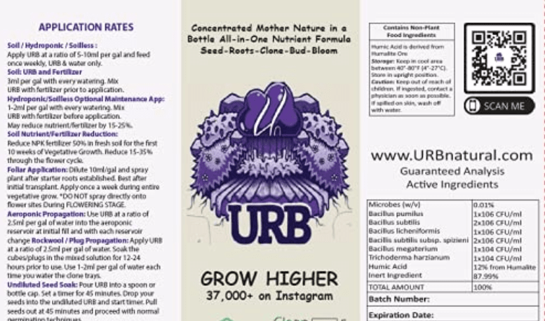 URB Natural 1 Liter Microbial Inoculant legalizeURB 